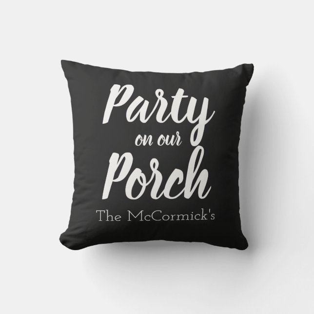 Party auf unserem Pornoangebot Schwarz-weißen Pers Kissen (Vorderseite)