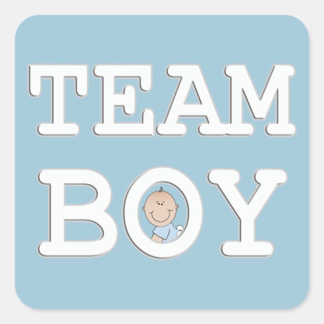 Party-Aufkleber für das Baby Gender, Teamboy Quadratischer Aufkleber (Vorderseite)