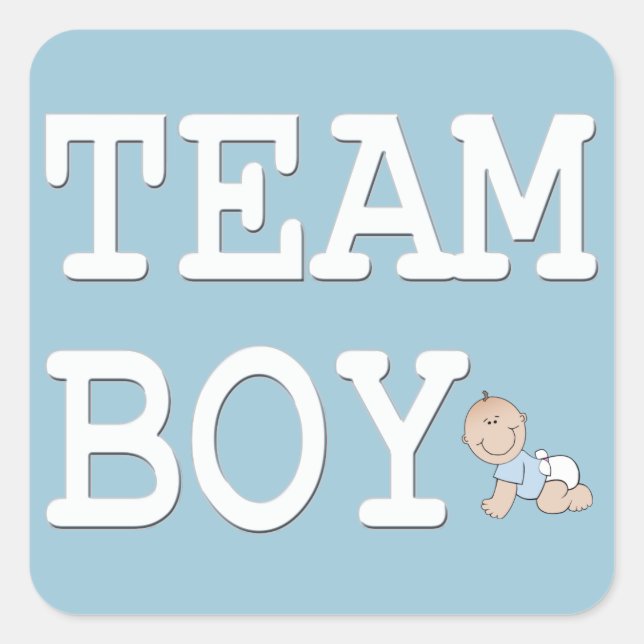 Party-Aufkleber für das Baby Gender, Teamboy Quadratischer Aufkleber (Vorderseite)