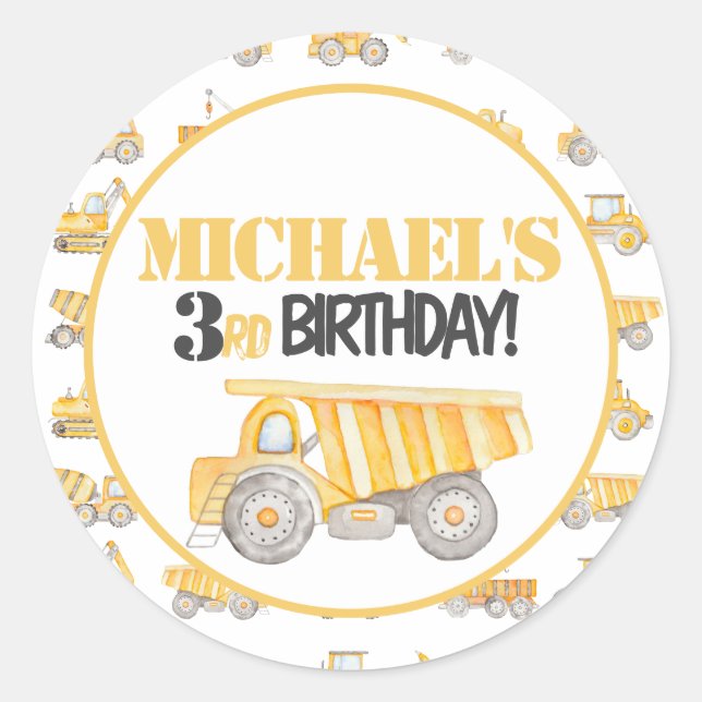 Party-Aufkleber für den Bau von Dump Runder Aufkleber (Vorderseite)