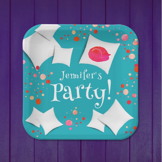 Party aus geschlachtetem Gummi, farbige Katze und  Pappteller (Von Creator hochgeladen)