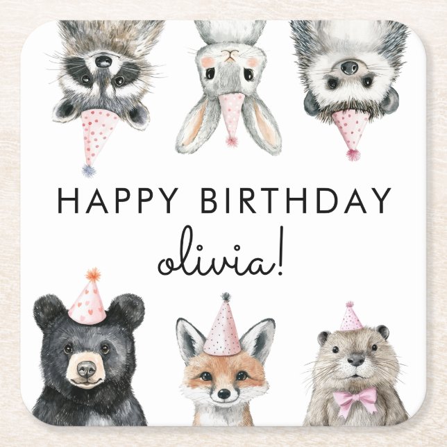 Party aus Holz Rechteckiger Pappuntersetzer (Vorderseite)