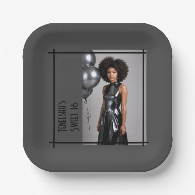 Party aus personalisiertem Foto, Sweet 16 oder in  Pappteller (Vorderseite)