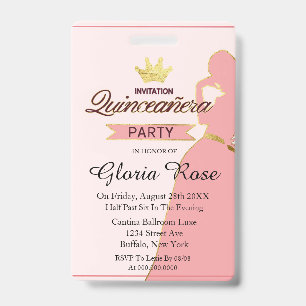 Party aus Rosa und Goldkrone Ausweis