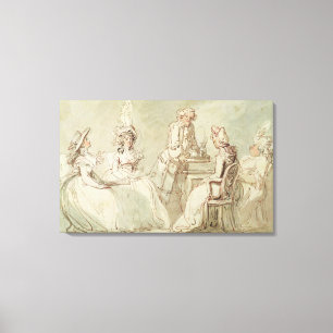 Party aus Tee (Stift und Tinte, Bleistift und Gefr Leinwanddruck