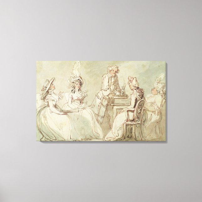 Party aus Tee (Stift und Tinte, Bleistift und Gefr Leinwanddruck (Vorderseite)