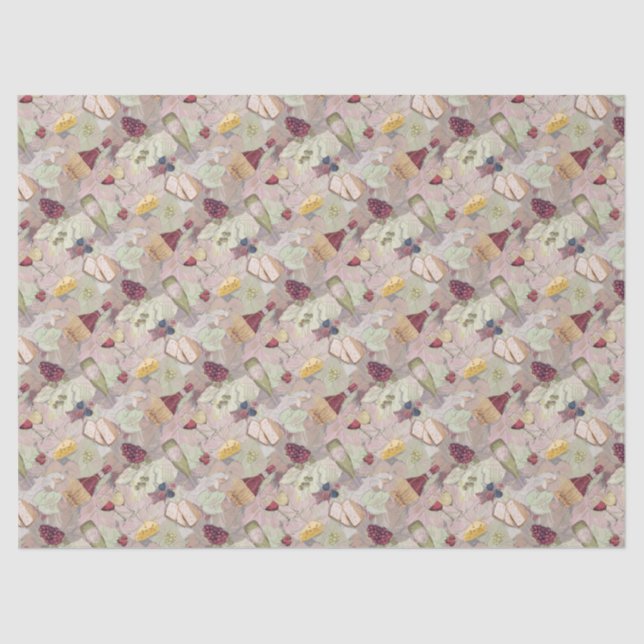 Party aus Wein und Käse Seidenpapier (Vorderseite)