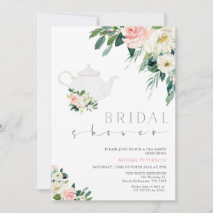 Party aus weißem Tee und weißem Blumenkohl Brautpa Einladung