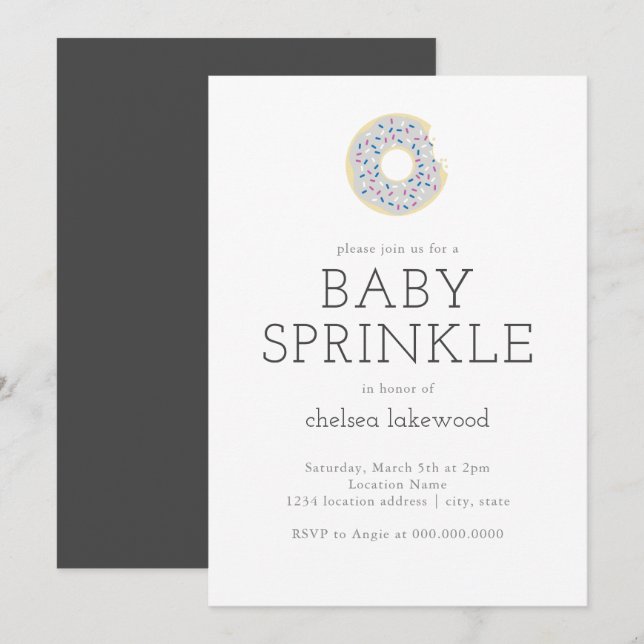 Party Baby Sprinkle Donut Einladung (Vorne/Hinten)