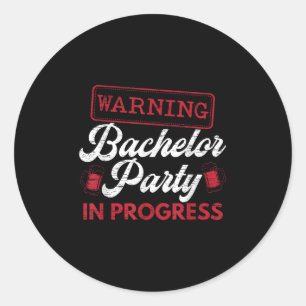 Party Bachelor in Progress Groomsquad Groomad Squa Runder Aufkleber