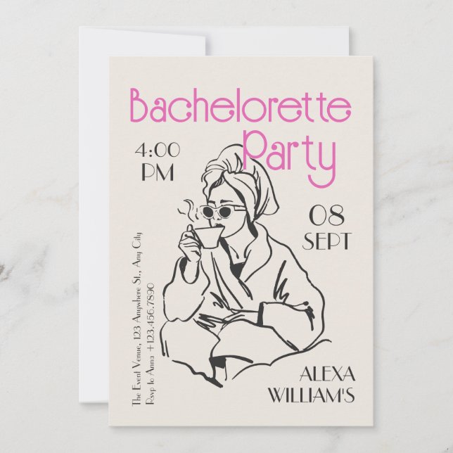 Party Bachelorette Einladung (Vorderseite)
