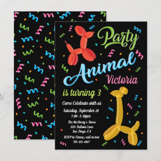 Party Ballon Tiere Geburtstagseinladungen Einladung