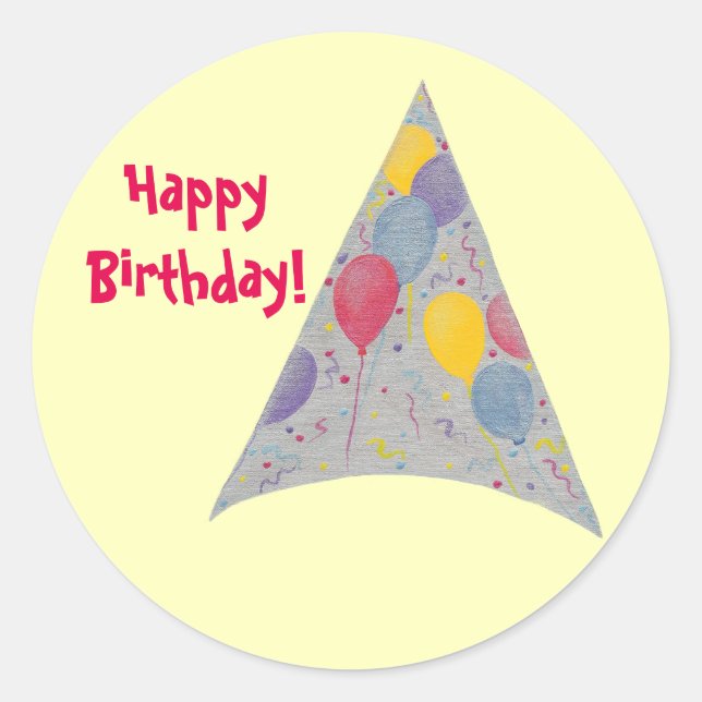 Party Balloon Hat Happy Birthday Stickers (Vorderseite)