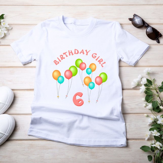 Party Balloons Birthday Girl T-Shirt (Von Creator hochgeladen)