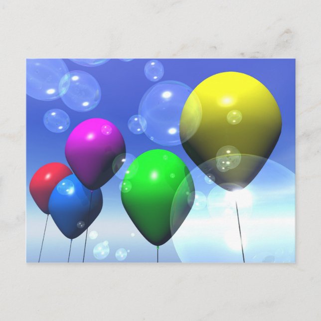 Party Balloons & Bubbles Postkarte (Vorderseite)