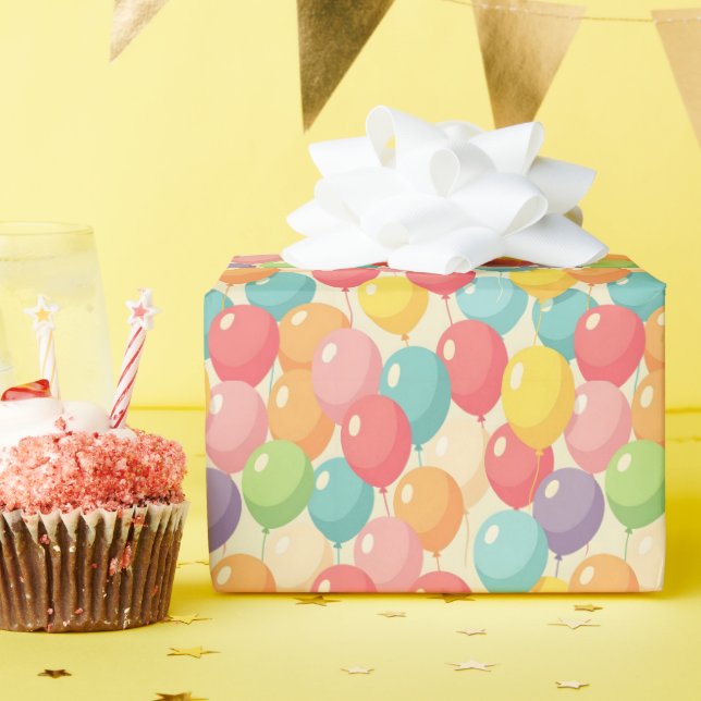 Party balloons in different colors geschenkpapier (Geburtstagsparty)