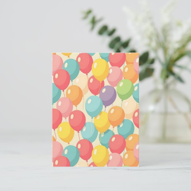 Party balloons in different colors postkarte (Stehend Vorderseite)