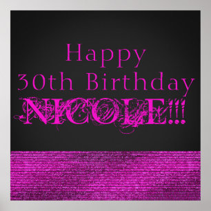 Party-Banner für moderne Glam Sequins Pink & Grau Poster