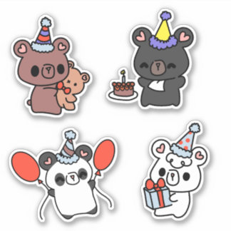 Party-Bär-Kuss-Cut-Kawaii-Aufkleberbogen Aufkleber