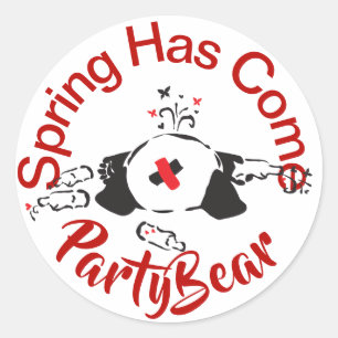 Party Bärenfrühling ist gekommen Runder Aufkleber