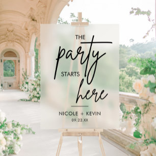 Party beginnt hier Hochzeit Willkommen Mattiert Acrylschild