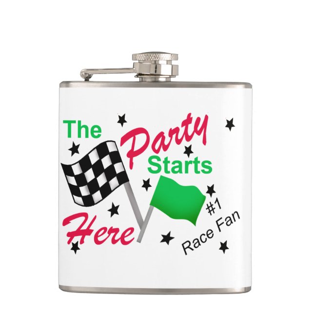 Party beginnt hier Race Name Personalisiert Bevera Flachmann (Vorderseite)
