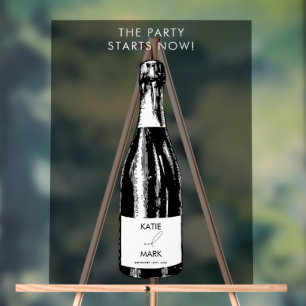 Party beginnt jetzt Hochzeit Willkommens-Schwarz M Acrylschild