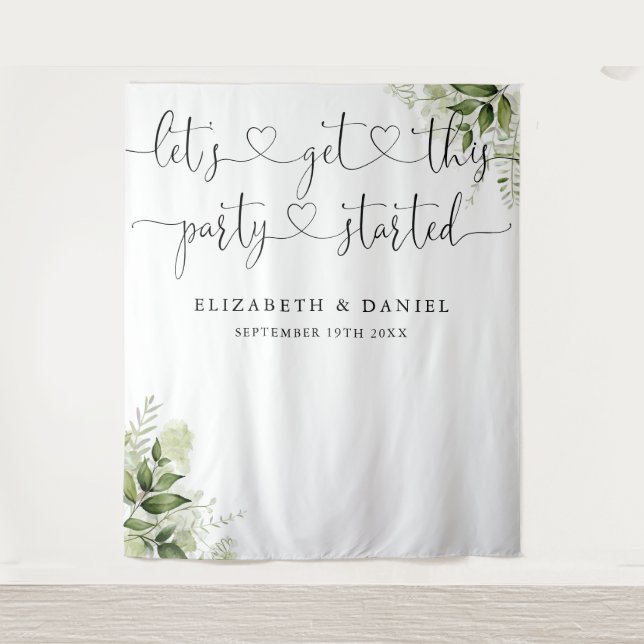 Party Begonnen Grüne Hochzeit Foto Hintergrund Wandteppich (Vorderseite)