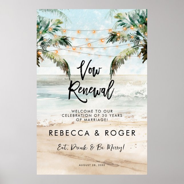 Party-Begrüßungszeichen für Beachvogelverlängerung Poster (Vorne)