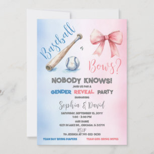 Party bei Baseball oder Bows Genderoffenbarung Einladung