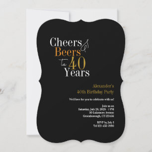 Party bis 40 Jahre, schwarz und goldfarben Einladung