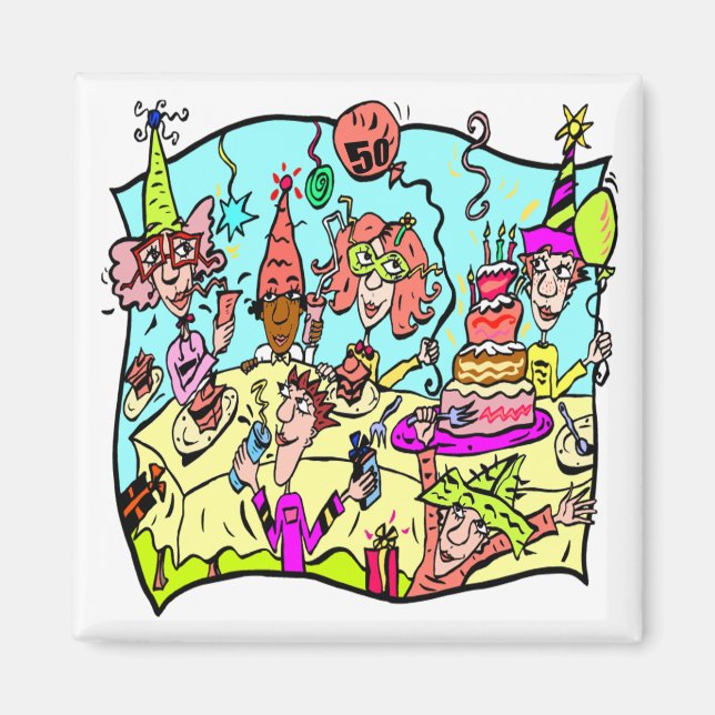 Party bis 50. Geburtstag Geschenke Magnet (Vorne)
