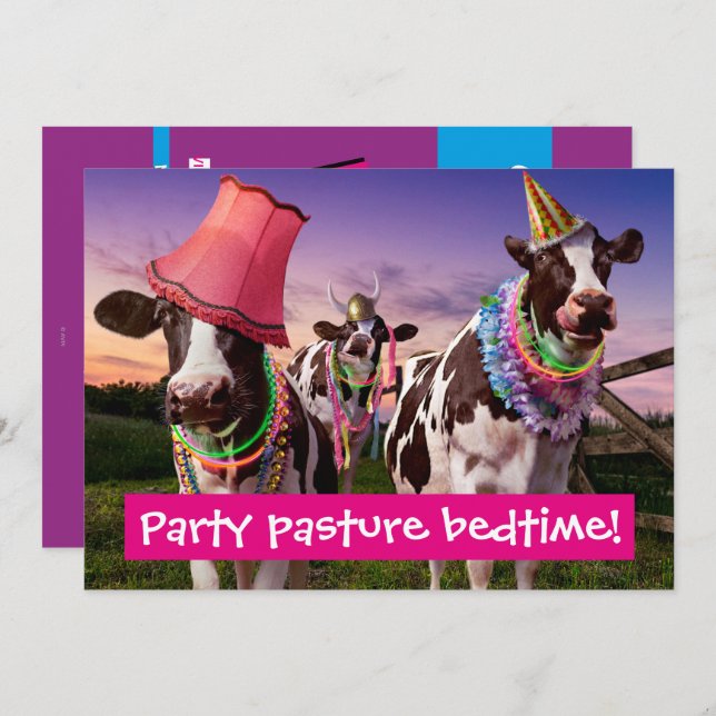 Party 'bis die Kühe kommen Zuhause Einladung (Vorne/Hinten)