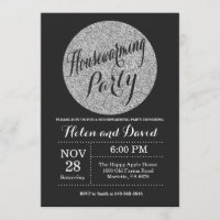 Party Black Silver Glitzer Einladung zur Haushalts