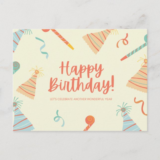 Party Blower und Hut Niedlich Postkarte (Vorderseite)