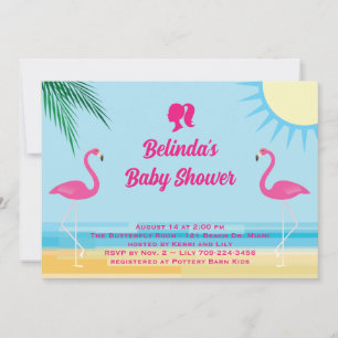 Party Blue Tropical Beach Baby Dusche Einladung