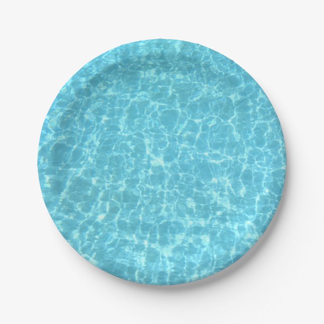 Party Blue Water Swimmingpool Blanche Vorlage Pappteller (Vorderseite)