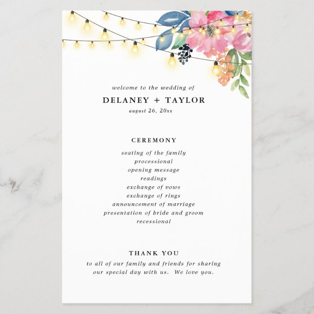 Party-, Blume- und Leuchtenpapierprogramm Flyer (Vorne)