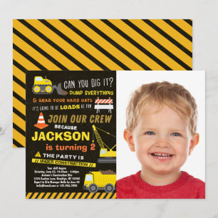 Party Boys Dump Truck Foto Geburtstag Einladung