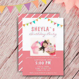 Party Bunting Flags Girl Foto Geburtstagsparty Einladung
