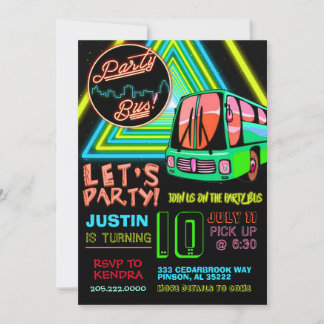 Party Bus zum Geburtstag Einladung