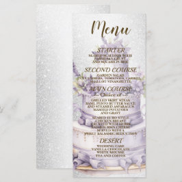 Party Cake Lavender Floral Elegante Hochzeit Menükarte