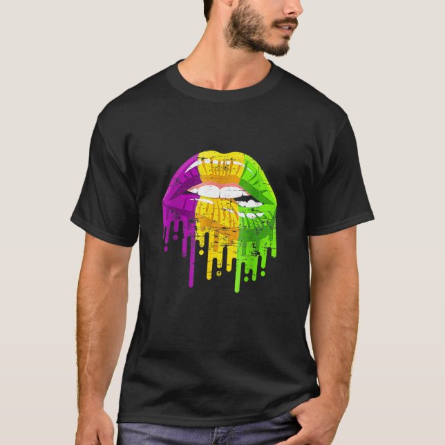 Party Carnival Gifts Lips Mardi Gras T-Shirt (Vorderseite)