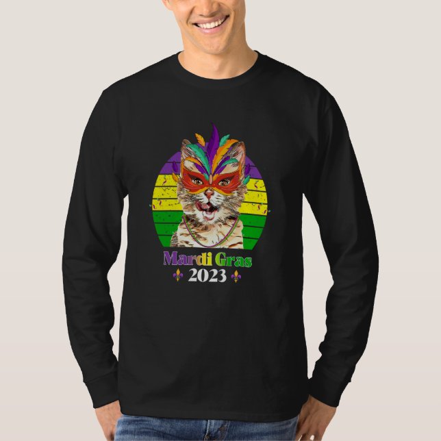 Party Cat Mask Beads Mardi Gras 2023  5 T-Shirt (Vorderseite)
