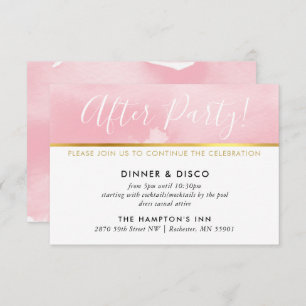 PARTY CELEBRATION CARD Gold hübsch rosa Aquarell Einladung