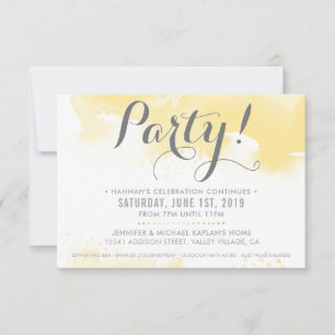 PARTY CELEBRATION CARD Moderne gelbe Aquarellfarbe RSVP Karte