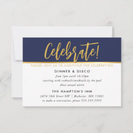 PARTY CELEBRATION CARD Modernes Marineboldgold Einladung
