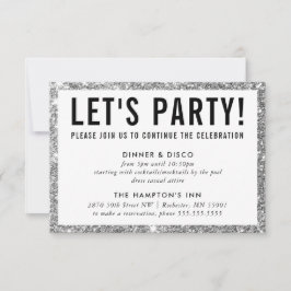 PARTY CELEBRATION INFO cute modern silver glitter Einladung
