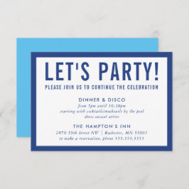 PARTY CELEBRATION INFO Modernes, feines Blau Einladung