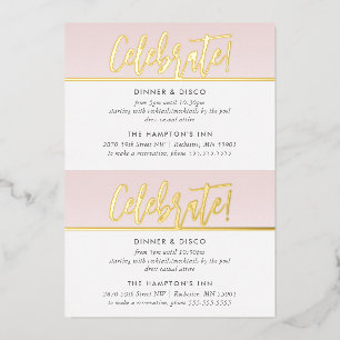 PARTY CELEBRATION KARTE Blassrosa Goldpolka-Punkte